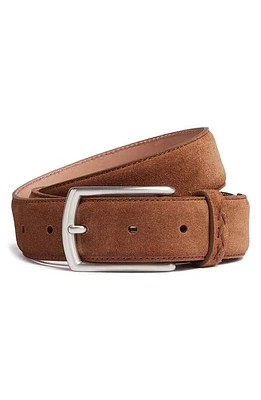 ZEGNA Triple Stitch Suede Belt in Vicuna at Nordstrom