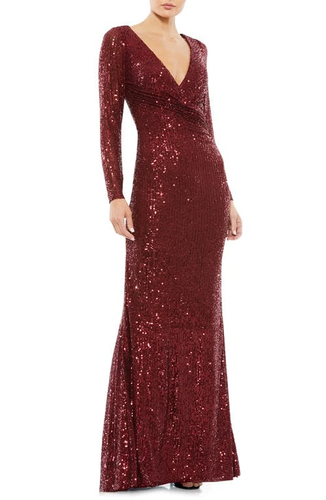 Mac Duggal Sequin Long Sleeve Trumpet Gown at Nordstrom,