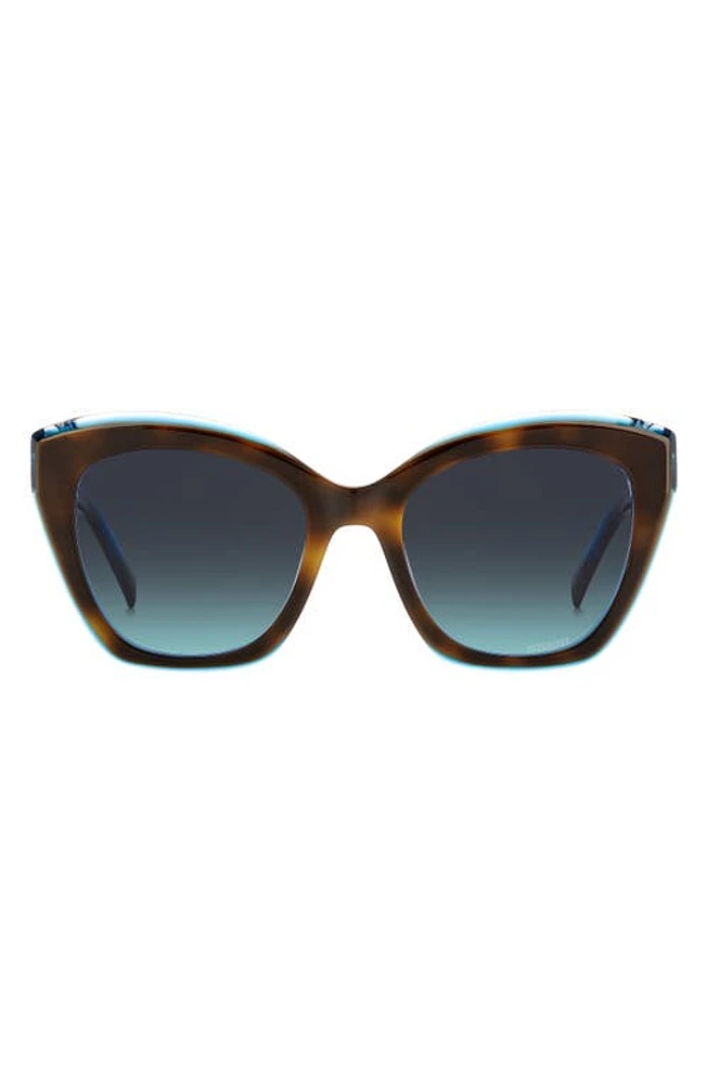 Missoni 54mm Cat Eye Sunglasses in Havana Teal/Grey Shaded Blue at Nordstrom