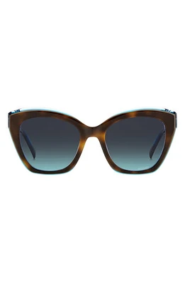 Missoni 54mm Cat Eye Sunglasses in Havana Teal/Grey Shaded Blue at Nordstrom