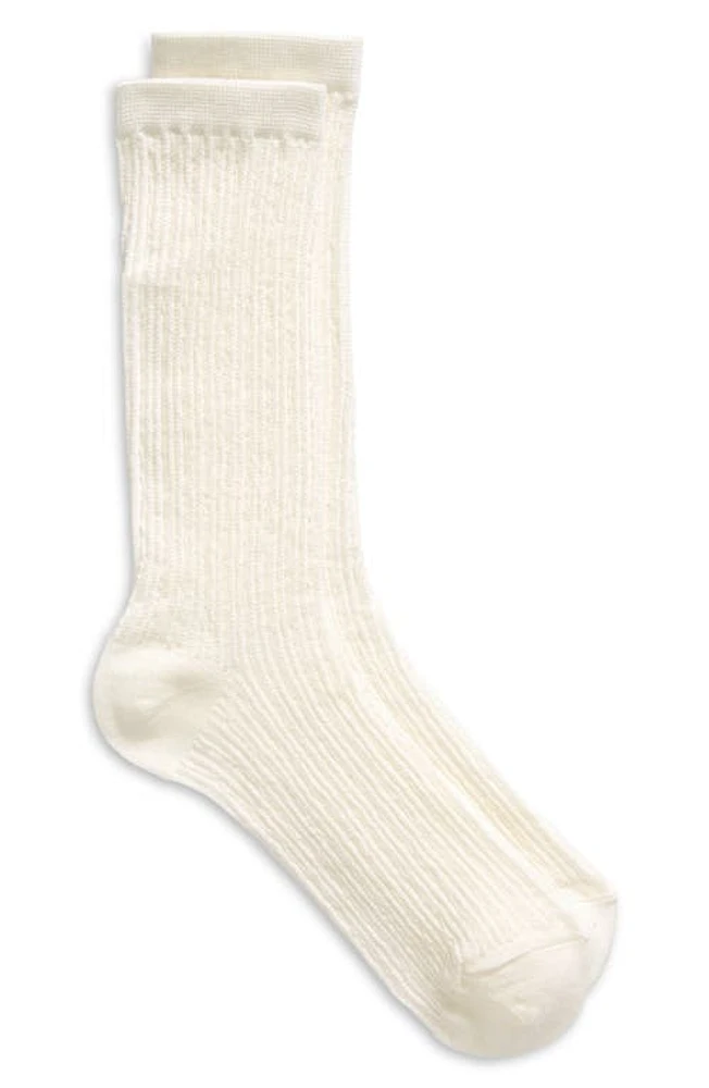 Nordstrom Textured Rib Crew Socks in Ivory Cloud at Nordstrom, Size 9