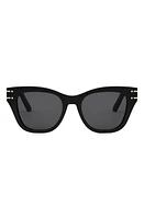 'Diorsignature B4I 52mm Butterfly Sunglasses in Shiny Black /Smoke at Nordstrom