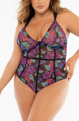 Mapale Floral Mesh Teddy Black Dream Flower Print at Nordstrom