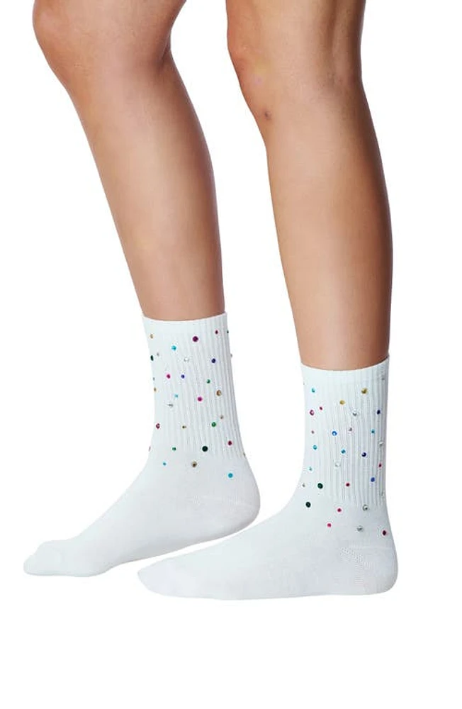 HIGH HEEL JUNGLE Crystal Crew Socks in White at Nordstrom