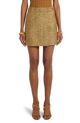 TOM FORD Metallic Tweed Wrap Miniskirt Antique Gold at Nordstrom, Us