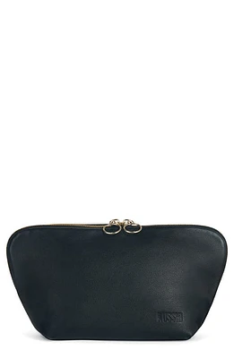 KUSSHI Signature Leather Makeup Bag in Black/Cool Grey at Nordstrom