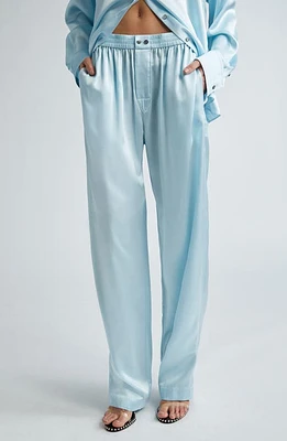 Alexander Wang Logo Cutout Silk Pajama Pants Shine Blue at Nordstrom,