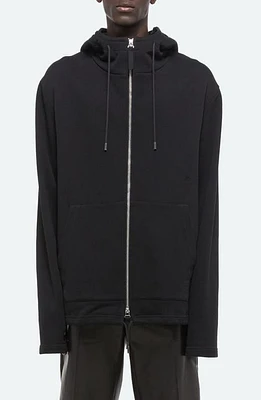 Helmut Lang Gender Inclusive Cotton Fleece Zip Hoodie Black at Nordstrom,