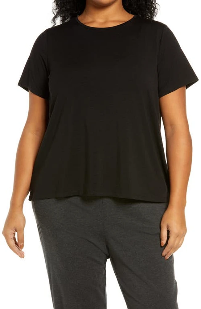 Eileen Fisher Fine Stretch Jersey T-Shirt Black at Nordstrom,