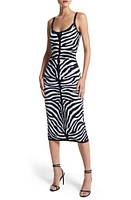 Michael Kors Collection Zebra Jacquard Sheath Sweater Dress 062 Black/White at Nordstrom,