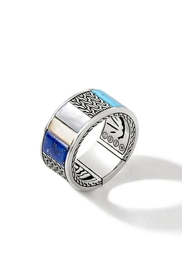 John Hardy Classic Chain Mixed Stone Band Ring in Silver/Blue at Nordstrom