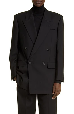 The Row Myriam Layered Wool & Silk Double Breasted Jacket Black at Nordstrom,