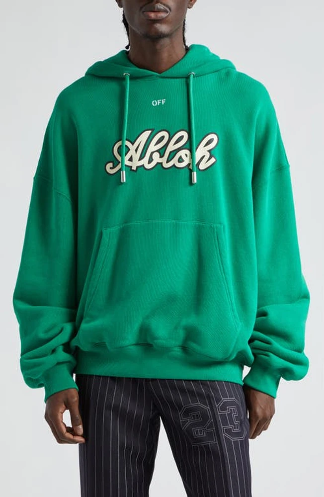 Off-White Oversize Football Logo Graphic Hoodie College Green Whisp at Nordstrom,