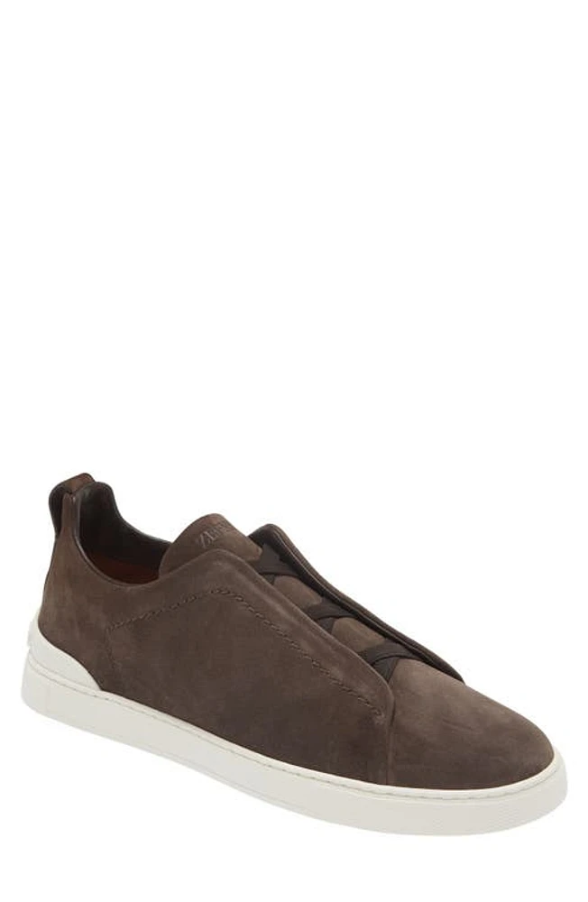 ZEGNA Triple Stitch Low Top Sneaker Dark Brown at Nordstrom,