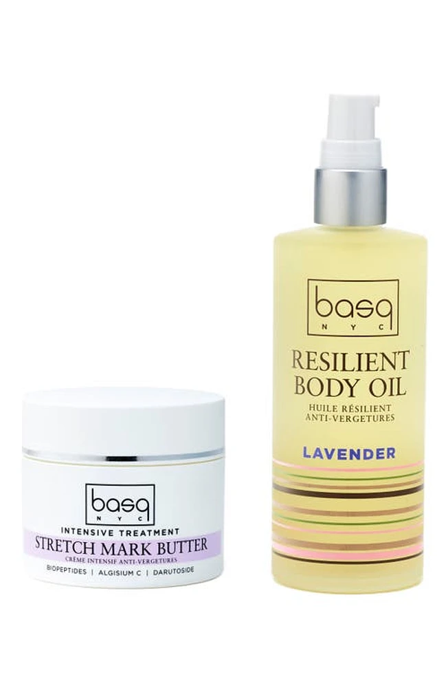 basq NYC Intensive Treatment Stretch Mark Butter & Resilient Body Oil Duo in White at Nordstrom