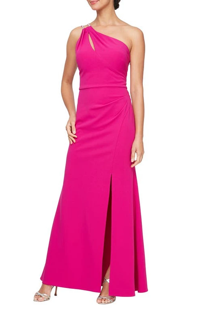 Alex Evenings Rhinestone Strap One-Shoulder Gown Fuchsia at Nordstrom,