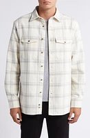 7 For All Mankind Plaid Cotton Overshirt Off White/Grey at Nordstrom,