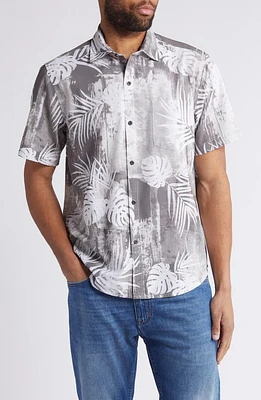 Tommy Bahama Coast Legendary Leaves Short Sleeve Perfomance Button-Up Shirt Storm Gray at Nordstrom,