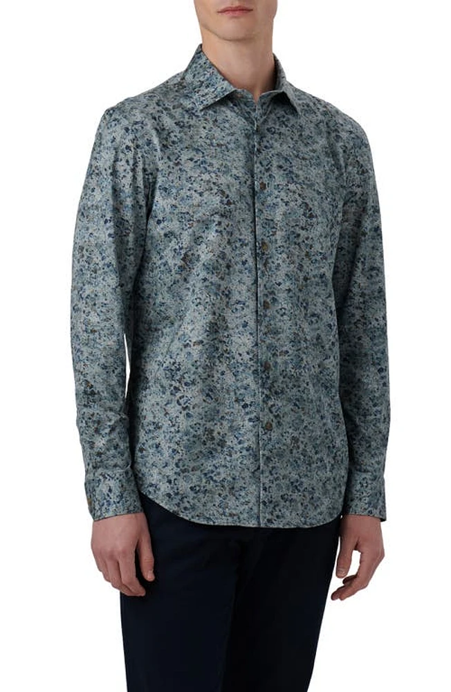 Bugatchi James OoohCotton Spatter Print Button-Up Shirt Khaki at Nordstrom,