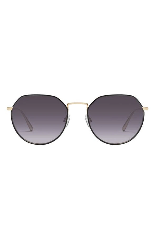 Quay Australia Rooftop 50mm Polarized Round Sunglasses in Black Gold/Smoke at Nordstrom