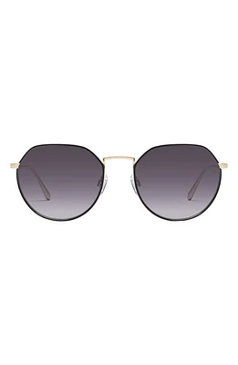 Quay Australia Rooftop 50mm Polarized Round Sunglasses in Black Gold/Smoke at Nordstrom