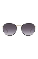 Quay Australia Rooftop 50mm Polarized Round Sunglasses in Black Gold/Smoke at Nordstrom