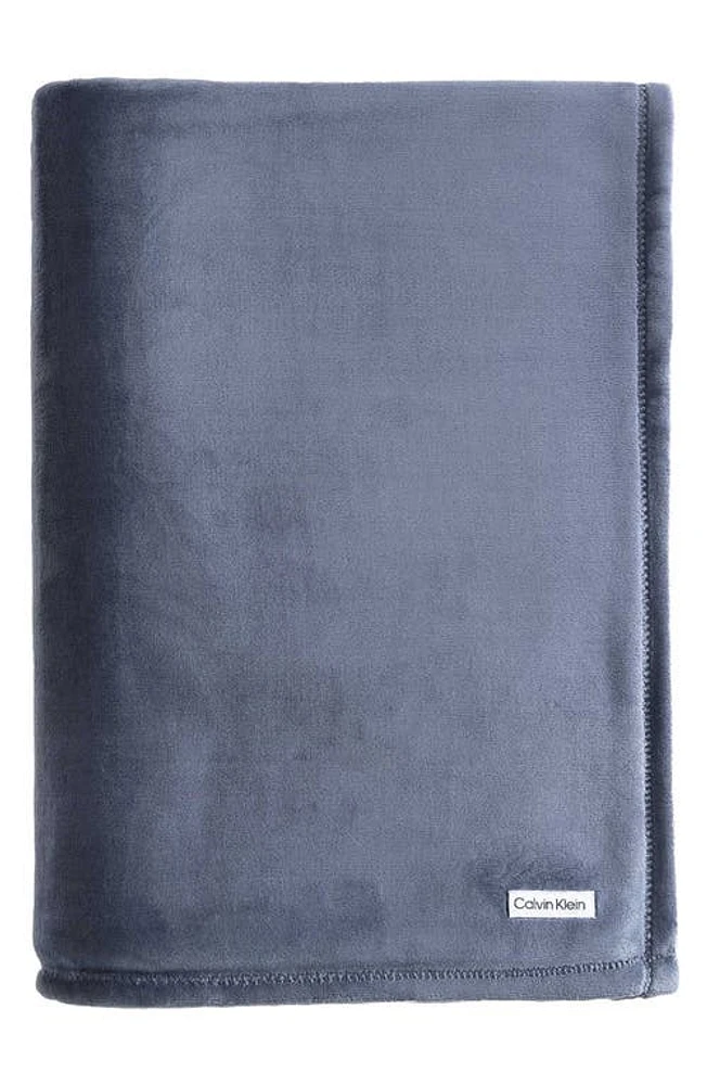 Calvin Klein Core Plush Blanket in Slate B Lue at Nordstrom