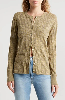 Re/Done Chevron Cotton Rib Cardigan Pear at Nordstrom,