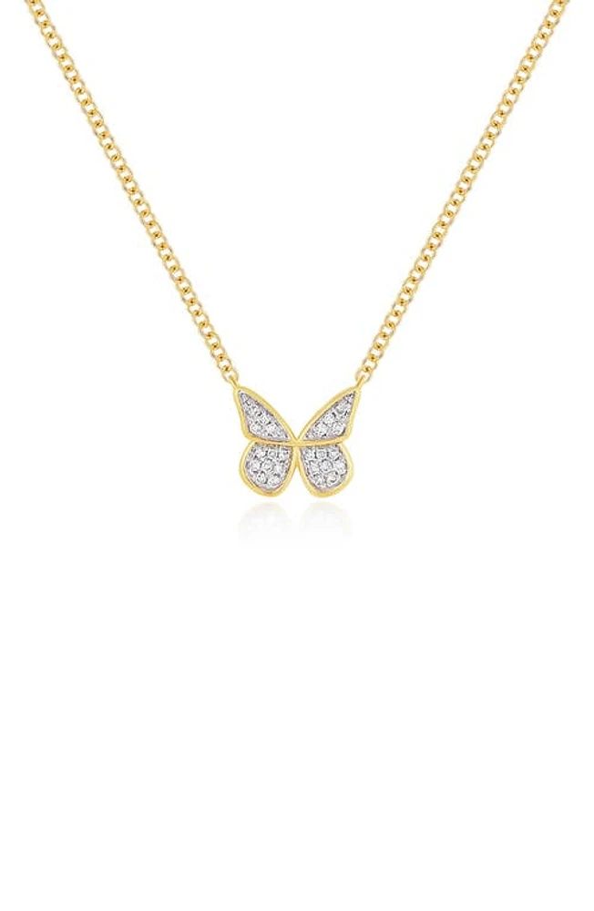 EF Collection Flutter Diamond Butterfly Pendant Necklace in 14K Yellow Gold at Nordstrom