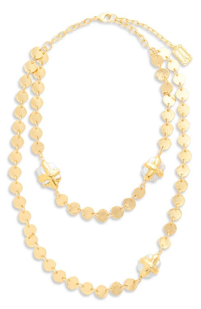 Karine Sultan Mini Coin & Pearl Layered Necklace in Gold at Nordstrom