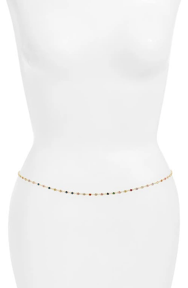 VIDAKUSH Rainbow Crystal Station Belly Chain in Gold at Nordstrom