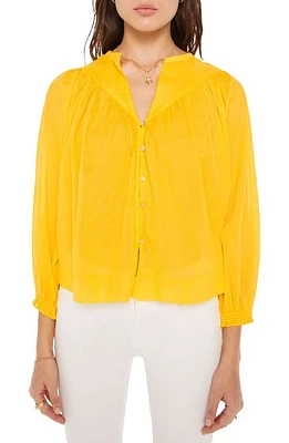 MOTHER The Love Dearly Three-Quarter Sleeve Top Yellow Chrome at Nordstrom,