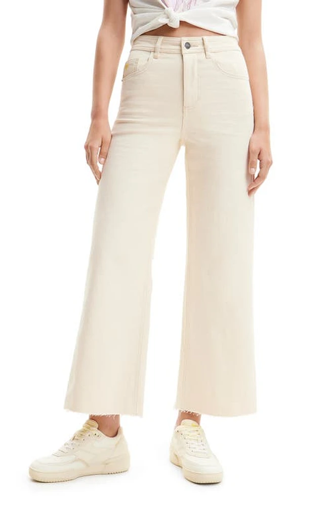 Desigual Cropped Culotte Jeans White at Nordstrom,