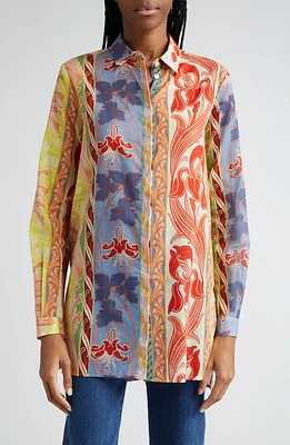 Etro Oversize Cotton Button-Up Shirt X0802 - White Multi at Nordstrom, Us