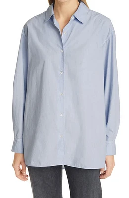 Nili Lotan Women's Yorke High/Low Poplin Shirt Light Blue at Nordstrom,