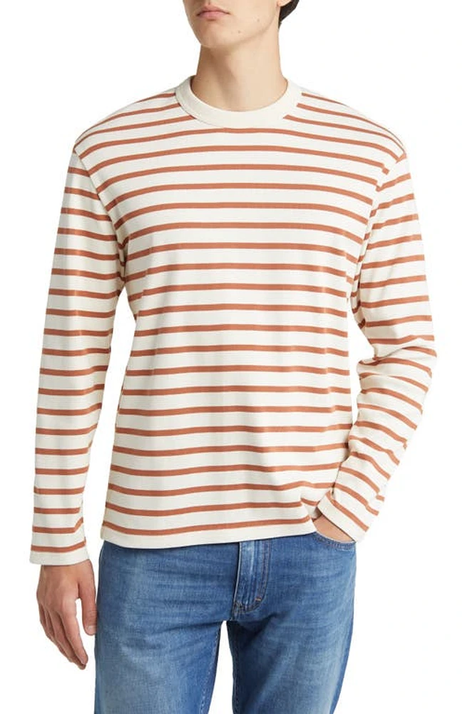 Closed Stripe Long Sleeve Organic Cotton T-Shirt in Ecru at Nordstrom, Size X-Large