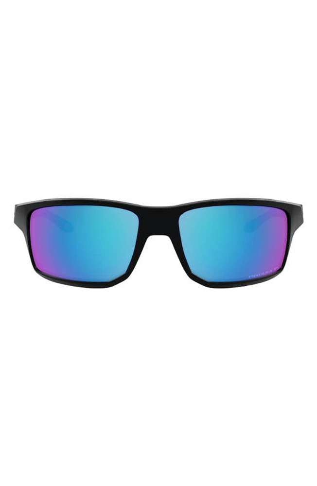 Oakley Gibston 61mm Polarized Wrap Sunglasses in Matte Black/Prizm Sapphire at Nordstrom