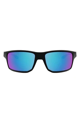 Oakley Gibston 61mm Polarized Wrap Sunglasses in Matte Black/Prizm Sapphire at Nordstrom