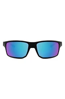 Oakley Gibston 61mm Polarized Wrap Sunglasses in Matte Black/Prizm Sapphire at Nordstrom