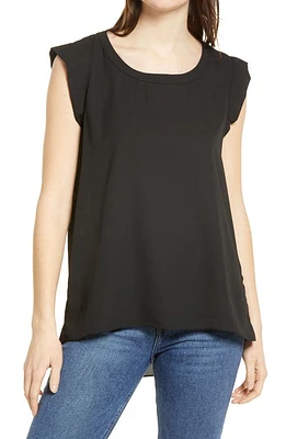 Everleigh Pleat Back High/Low Top in Black at Nordstrom, Size X-Small