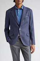 Brunello Cucinelli Herringbone Wool, Silk & Linen Blazer C007-Denim at Nordstrom, Us