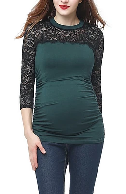 Kimi and Kai Rainey Ruched Maternity Top Forest Green at Nordstrom,