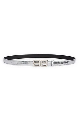 Balenciaga BB Hourglass Logo Buckle Leather Belt Silver at Nordstrom,