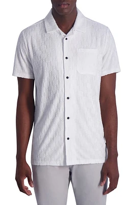 Karl Lagerfeld Paris Logo Jacquard Button-Up Shirt in White at Nordstrom, Size Large