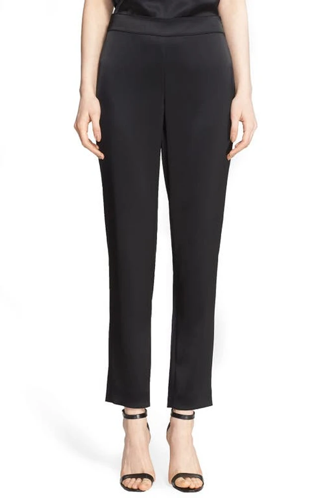 St. John Collection Emma Satin Ankle Pants Caviar at Nordstrom,