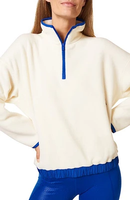 Sweaty Betty Compass Half Zip Fleece Pullover Studio White at Nordstrom,