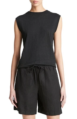 Vince Linen Muscle Tee in Black at Nordstrom, Size X-Large