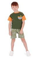 TINY TRIBE Kids' Landscape Colorblock Cotton Graphic T-Shirt Moss Green at Nordstrom,