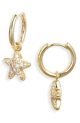 Kendra Scott Jae Pavé Cubic Zirconia Starfish Huggie Hoop Earrings in Gold White Crystal at Nordstrom