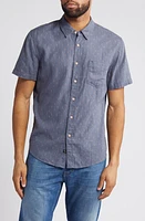 Rails Carson Wheat Print Short Sleeve Linen Blend Button-Up Shirt Louis Leaf Slate at Nordstrom,